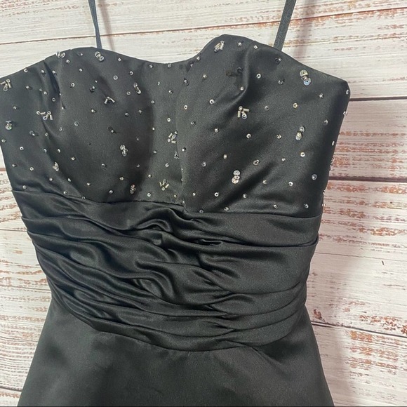 MORI LEE by Madeline Gardner black beaded‎ size 6 Flare mini prom floral … - Picture 2 of 7